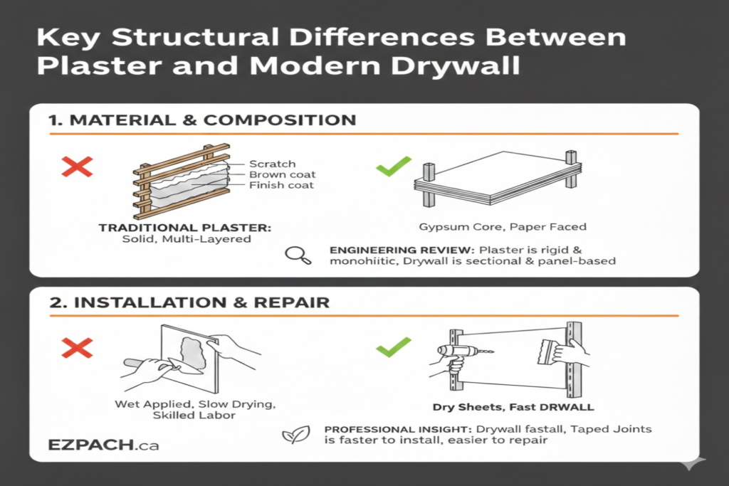 Key Structural Differences Between Plaster and Drywall