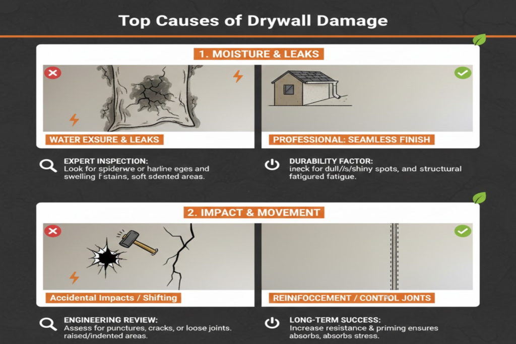 Top Causes of Drywall Damage
