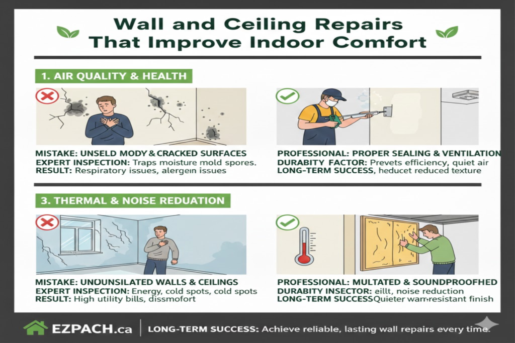 Wall and Ceiling Repairs That Improve Indoor Comfort