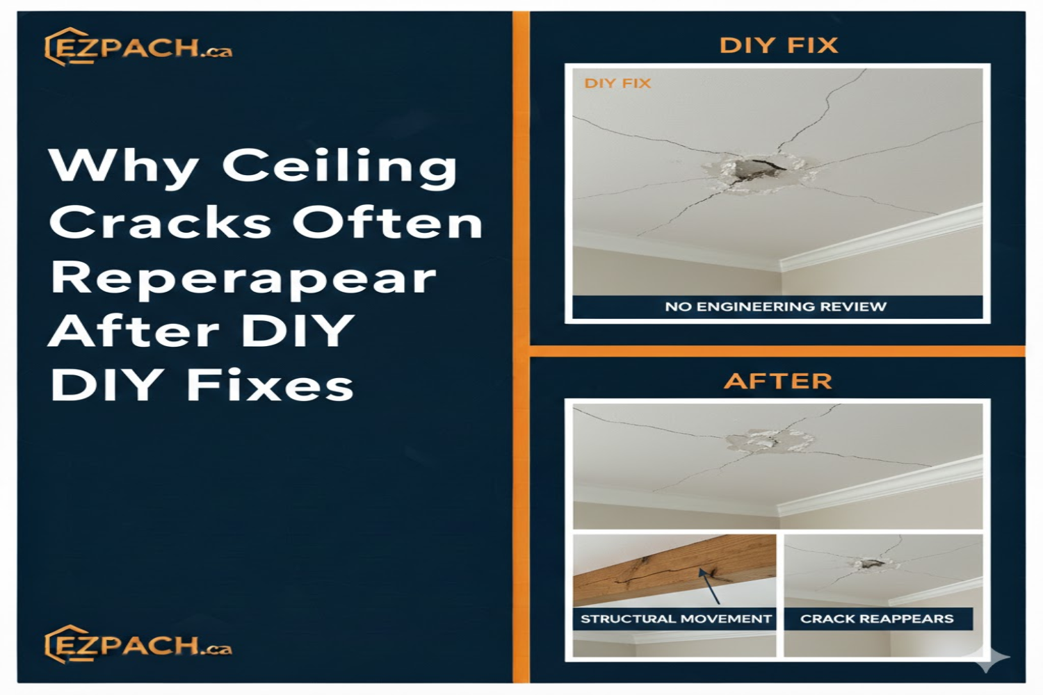 Why Ceiling Cracks Often Reappear After DIY Fixes - EZ Patch Drywall Repair