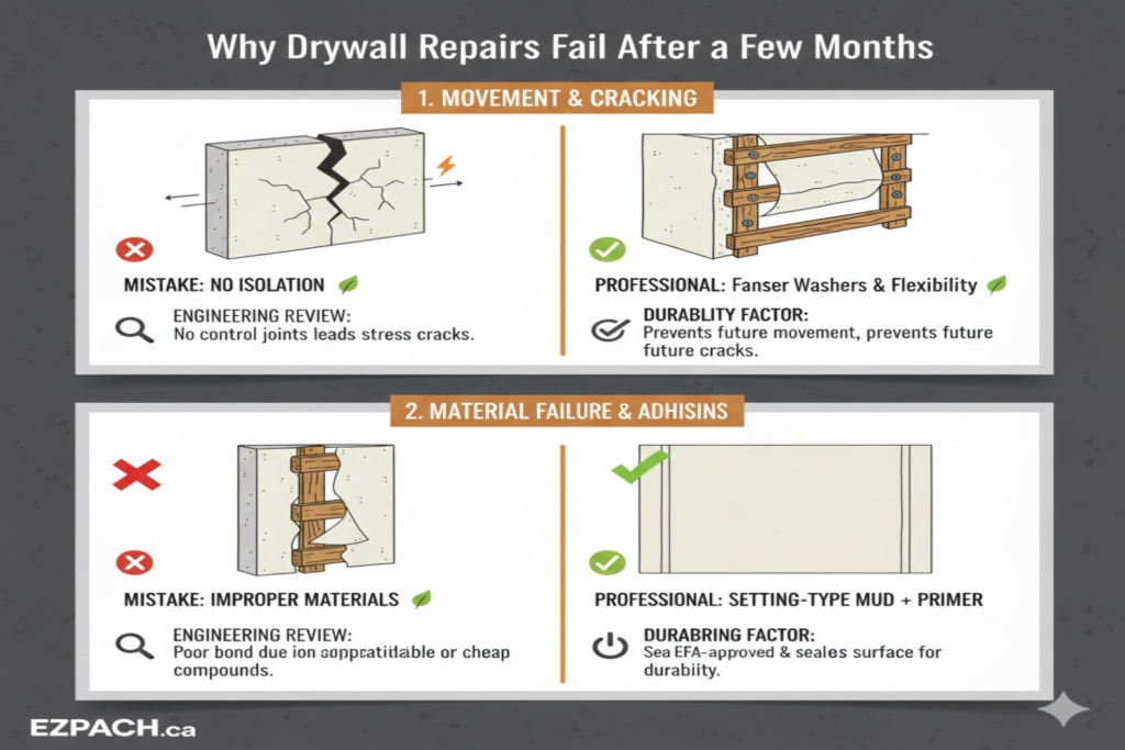 Why Drywall Repairs Fail After a Few Months